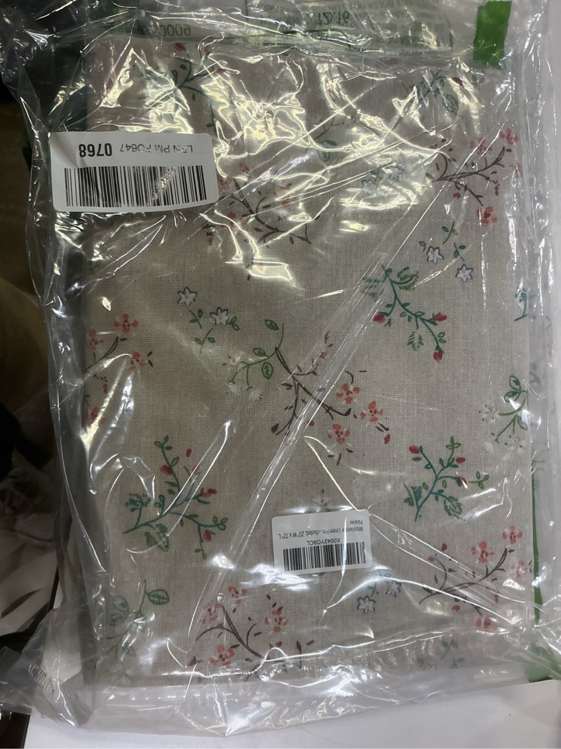 Condition photo showing New/Like New for Moslovstar Linen French Door Curtains Set of 2, Elegant Country Style Little Grass and Flower Front 