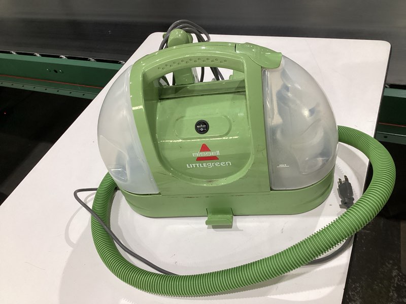 Condition photo showing As Is for BISSELL Little Green Multi-Purpose Portable Carpet and Upholstery Cleaner, Car and Auto Detailer, with Exclusive Specialty Tools, Green, 1400B, USED, NOT TESTED, MISSING PARTS