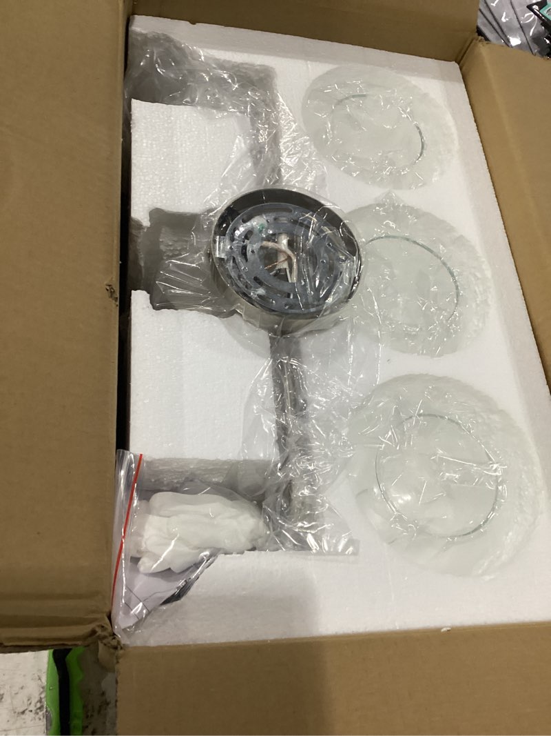Condition photo showing Good Condition for bathroom light fixtures 3 light bathroom vanity light with clear glass shade, 22 inch vanity lighting fixtures over mirror, vanity lights fixture (exclude e26 bulb) - brushed nickel brushed nickel 3-lights