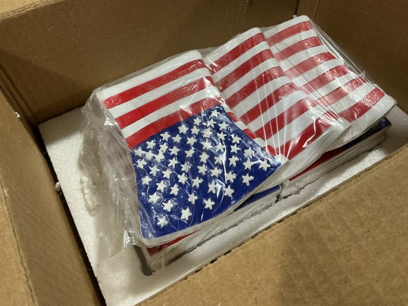 Condition photo showing Good Condition for American Flag Coasters Set of 6, Modern Coaster Decor, Outdoor Patio Table Heat Insulation Resin Drink Home Cup Mat Decorations for Coffee Desk Tabletop Themed Gifts