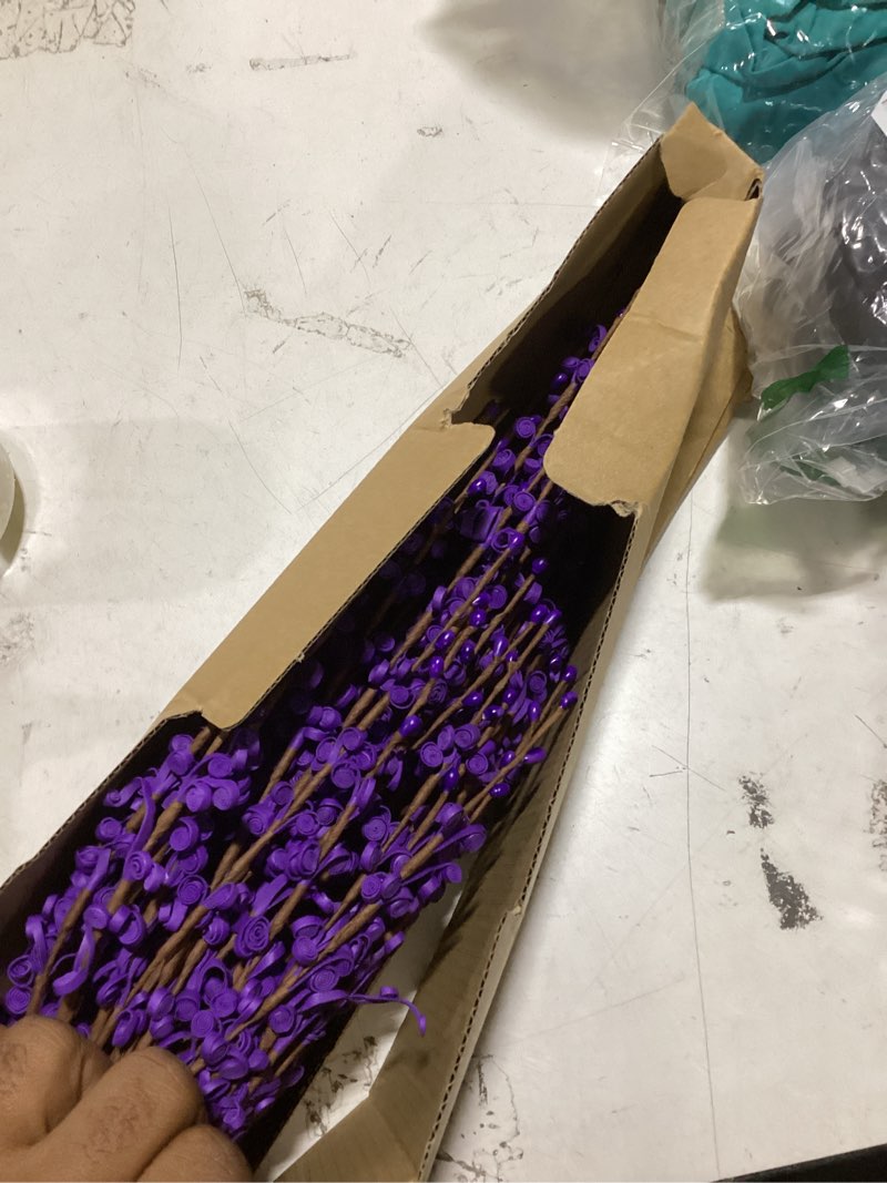 Condition photo showing As Is for sggvecsy 10 pcs 29.5’’ long artificial jasmine flowers tall fake flower bouquet faux jasmine plants dry branches for wedding home party office hotel restaurant kitchen decoration?dark purple?