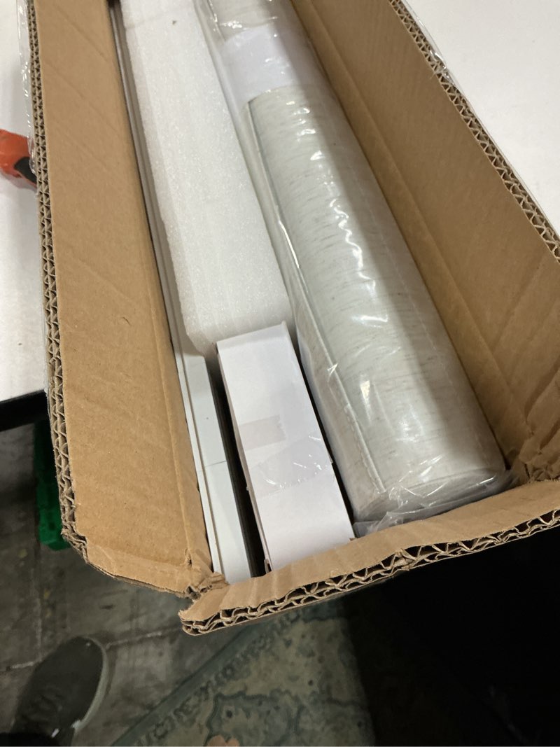 Condition photo showing New/Like New for unishades panel track blinds, vertical blinds for sliding glass doors, extendable track from 45 3/4" to 82 5/8" w, cuttable panel curtains up to 96 inches high, linen blackout linen blackout (45 3/4" - 82 5/8") w x 96"h