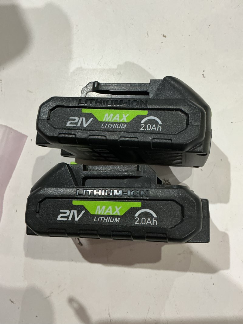 Condition photo showing As Is for 21v max lithium-ion battery 2.0 ah upgraded