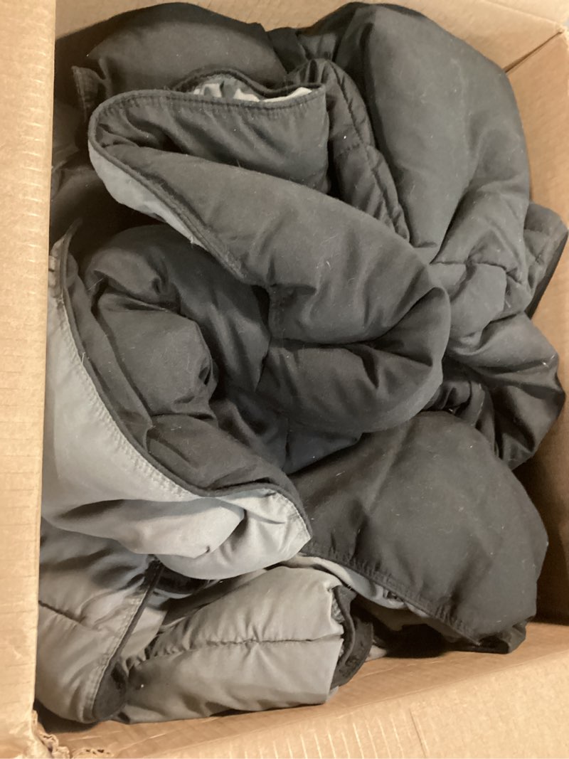 Condition photo showing As Is for bare home full comforter - reversible colors - goose down alternative - ultra-soft - premium 1800 series - all season warmth - bedding comforter (full, black/grey) full 07 - black/grey