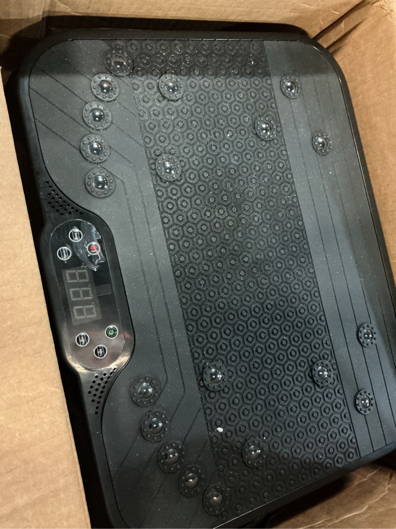 Condition photo showing As Is for shake plate, vibration plate exercise machine for lymphatic drainage, 400 lbs capacity whole body vibrating plate workout with fitness resistance bands, max vibrating frequency 250/min for weight loss