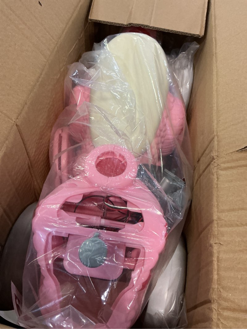 Condition photo showing New/Like New for nmm baby dinosaur balance bike 1, 2, 3 year old, dinosaur ride on toy cars for toddler, 4-wheel no-pedal walker scooter with led light, music and mist spray effects, birthday gift for boys & girls pink