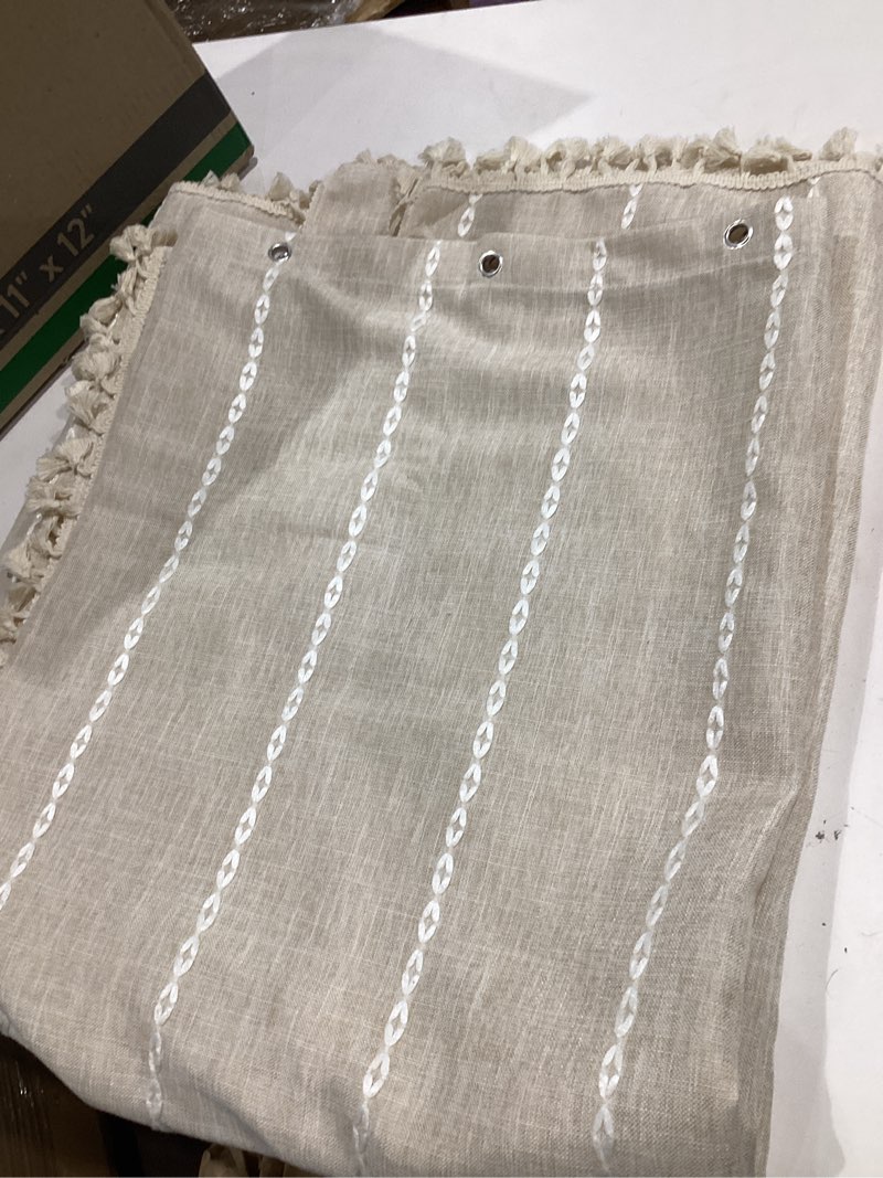 Condition photo showing Good Condition for roomtalks khaki boho shower curtain extra long 84 inches length - premium quality heavy duty textured modern farmhouse shower curtain set bohemian chic rustic cottage bathroom decor