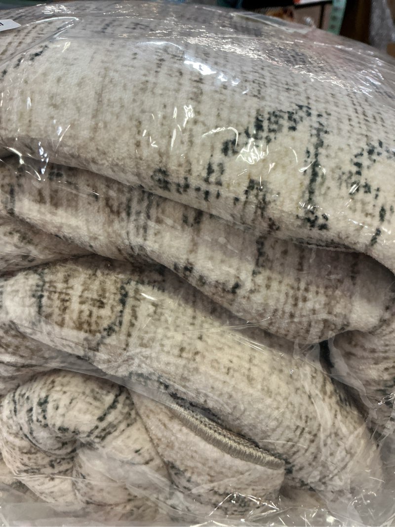 Condition photo showing New/Like New for Washable Area Rugs for Living Room: 9x12 Bedroom Area Rugs Boho Vintage Rugs Stain Resistant Non Slip Low Pile Soft Lightweight Carpet for Kitchen Dining Room Farmhouse Nursery Kids Room Home Office 9' x 12' (Rectangular) Brown and Cream