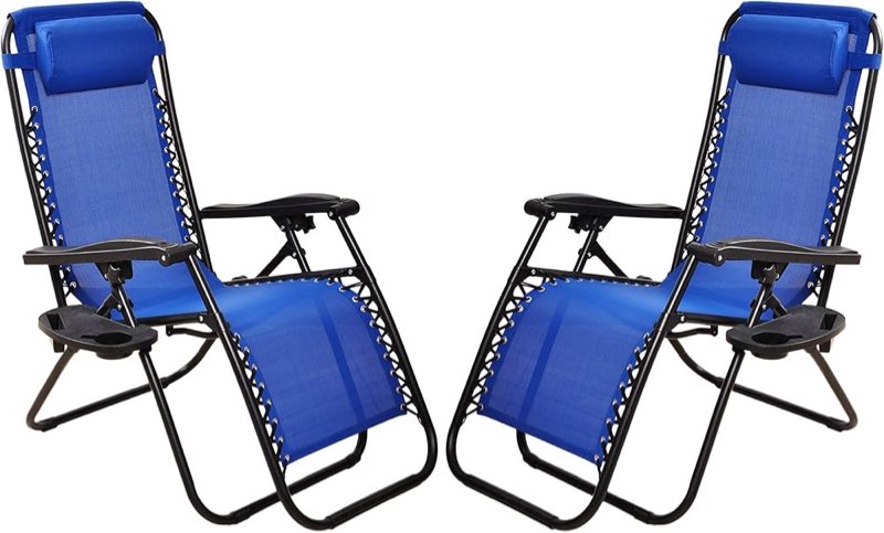elevon adjustable zero gravity lounge chair recliners for patio, yard, multiple colors and sizes