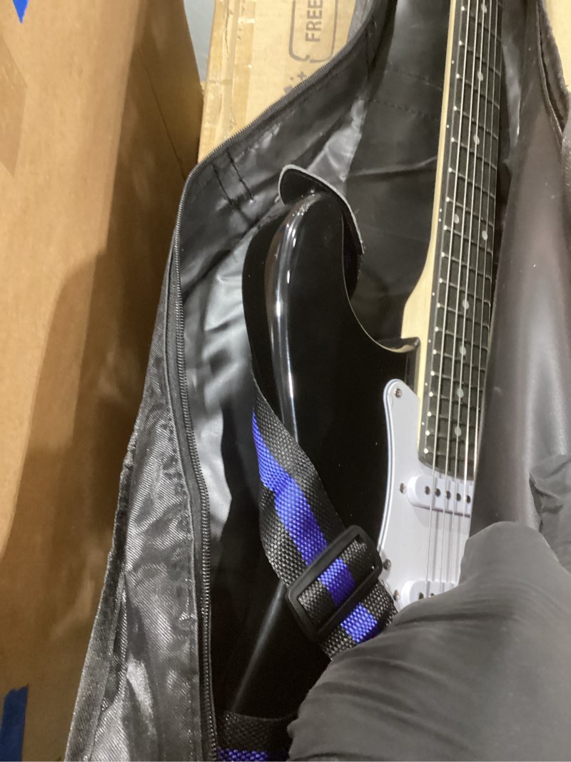 Condition photo showing As Is for electric guitar 39" inch complete beginner starter kit full size with amplifier,complete starter set for newcomers electric guitar kit with bag,capo, strap, string,cable, picks