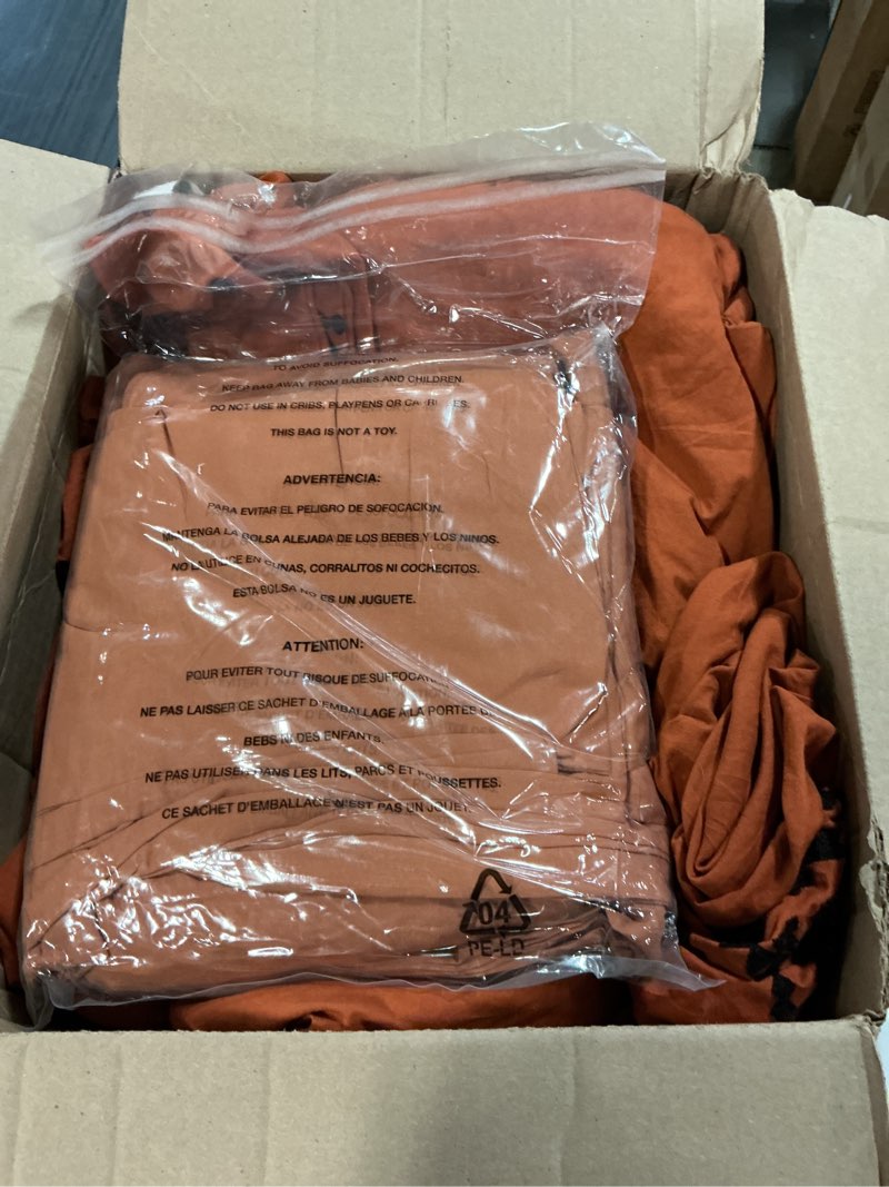 Condition photo showing As Is for MaiRêve Embroidery Comforter Set, Boho Farmhouse Western Bedding Set, All Season Bed in A Bag Comforter Set with Sheets, Pillowcases & Shams, Burnt Orange King 7 Pieces