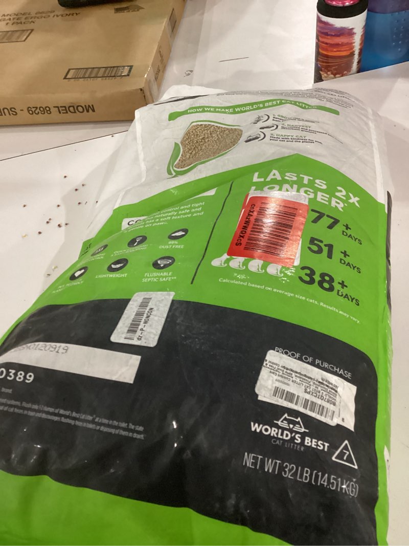 Condition photo showing Good Condition for world's best cat litter comfort care unscented, 32-pounds - natural ingredients, quick clumping, flushable, 99% dust free & made in usa - long-lasting odor control & easy scooping