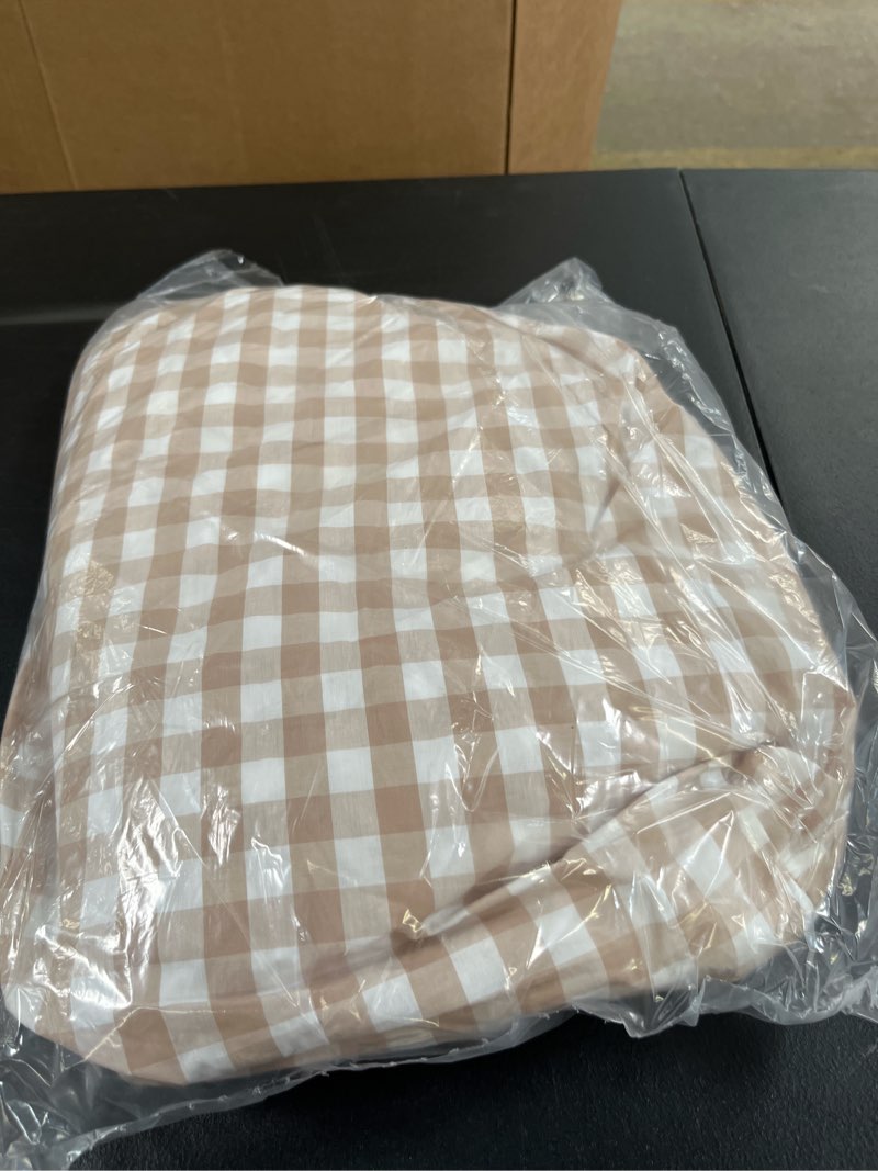 Condition photo showing Good Condition for classic organic percale gingham fitted sheet set, twin, cafe
