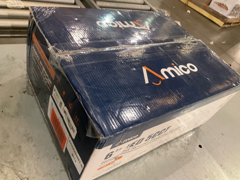 Condition photo showing As Is for Amico 12 Pack 6 Inch 5CCT Gimbal LED Recessed Ceiling Light, 360°&90° Adjustable Eyeball Directional Can Lights, Dimmable Retrofit Wafer Downlight with Jbox, 12W 1200LM CRI90+, White, ETL&FCC White 6 Inch