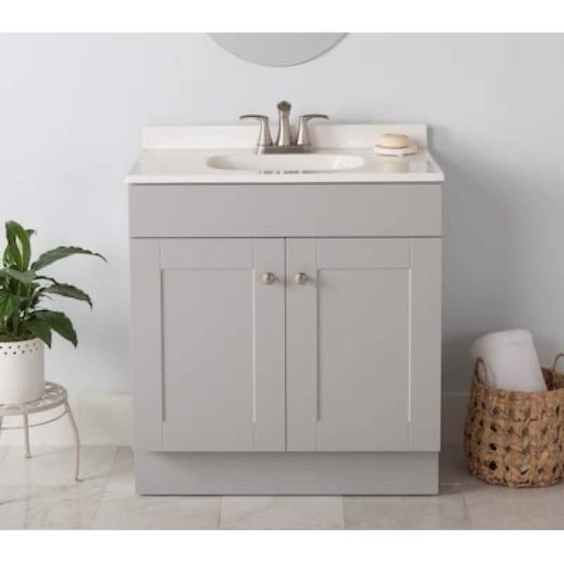 500+ bought last week project source dover 30-in light gray single sink bathroom vanity 