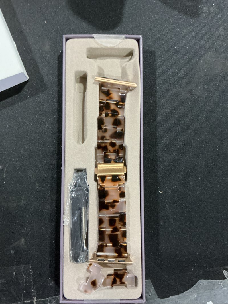 Condition photo showing As Is for V.R.HOPE Resin Watch Band Compatible with Apple Watch Band for Women 38mm 40mm 41mm 42mm Tortoise Fashion Lightweight Bracelet Strap for iWatch Series 11/10/9/8/7/6/5/4/3/2/1/SE3(Tortoise Rosegold) Tortoise Rosegold 38mm/40mm/41mm/42mm(Series 11)
