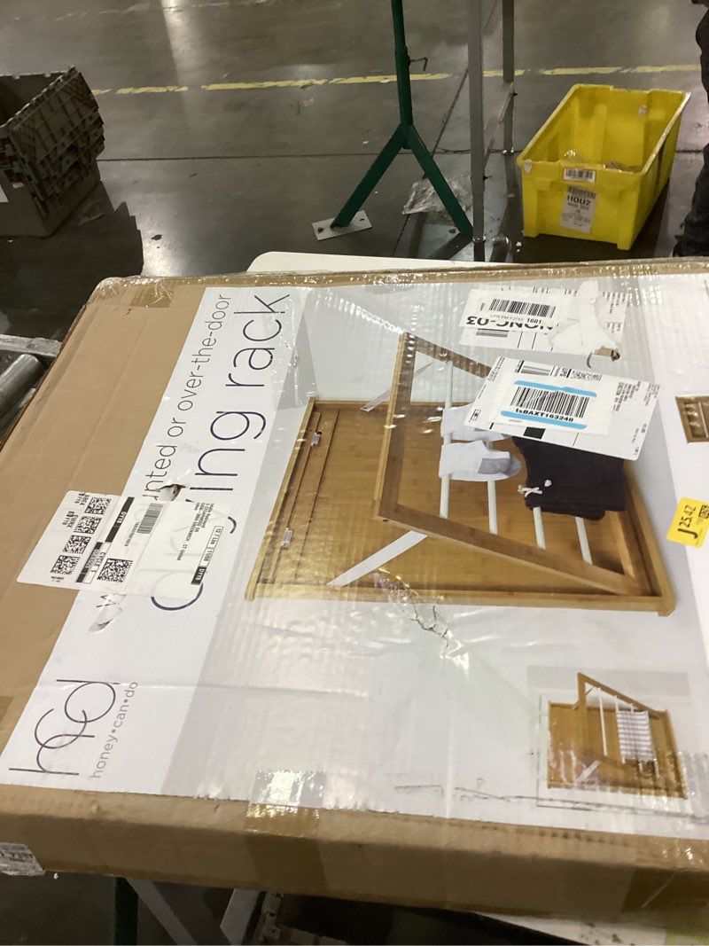 Honey-Can-Do Wall-Mounted Clothes Drying Rack, Bamboo, Collapsible, 23 in W x 27.25 in H