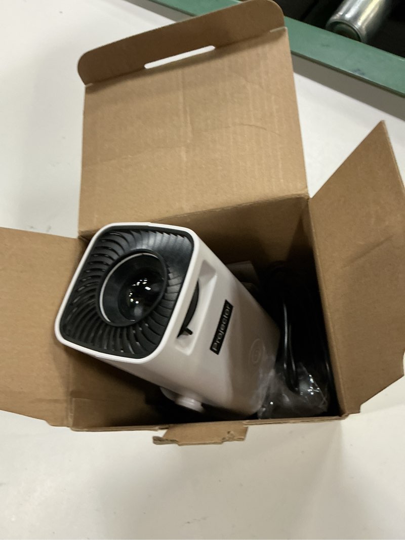 Condition photo showing As Is for mini projector, portable projector 4k & full hd 1080p support, 270° rotation outdoor projector, movie projector compatible with smartphone, tv stick, laptop, ps4, hdmi, usb (no wifi or bluetooth) ivory