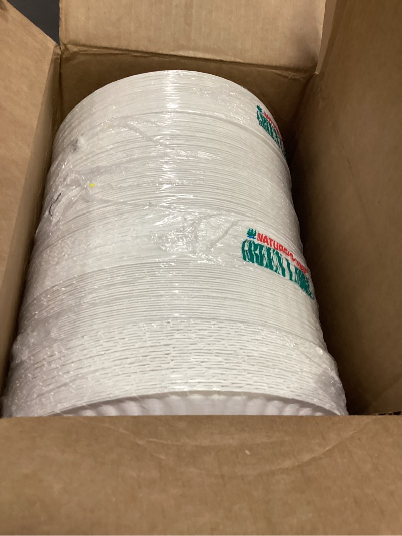 Condition photo showing New/Like New for ajm packaging - ajmpp9grawh corporation pp9grawh paper plates, 9" diameter, white, 12 packs of 100 (case of 1200)