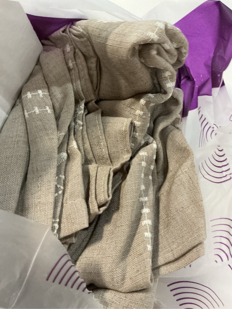 Condition photo showing Good Condition for jinchan winslow linen curtains for bedroom 84 inches length ivory on taupe embroidered bordered floral curtains for living room farmhouse decor light filtering window treatments 2 panels 50"w x 84"l (pack of 2) *linen taupe