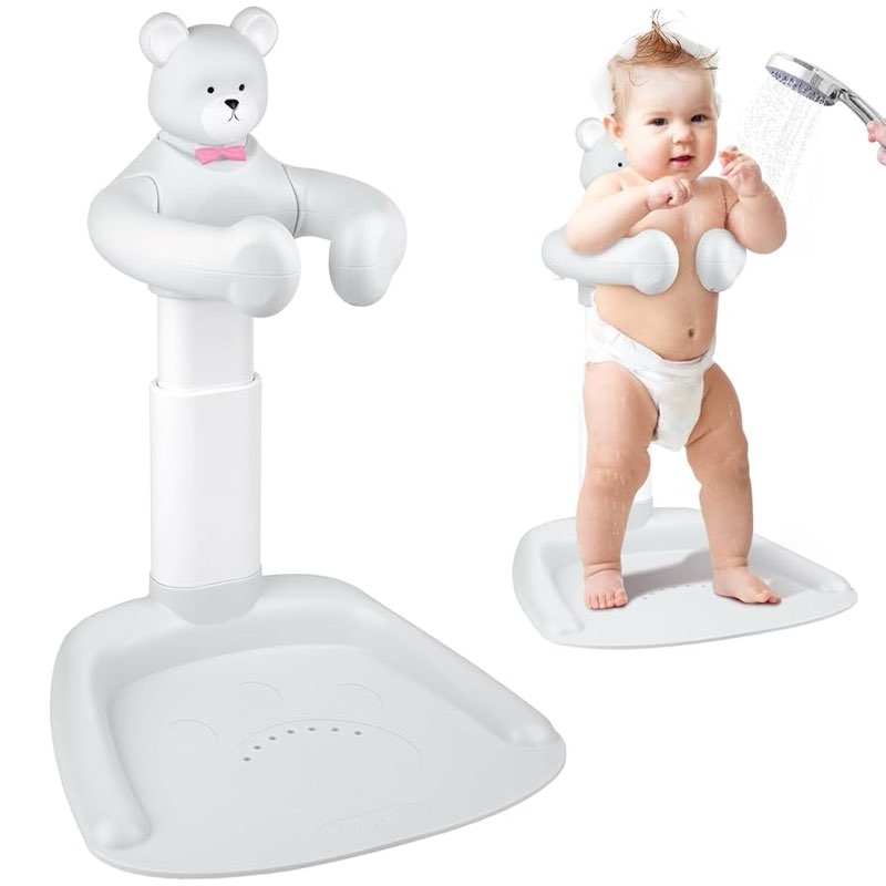 baby shower stand, anti-slip baby shower standing support, anti-pinch adjustable baby shower stand, soporte para bañera de bebé, baby bathtub with stand ideal gift for infants 8-36 months (grey)