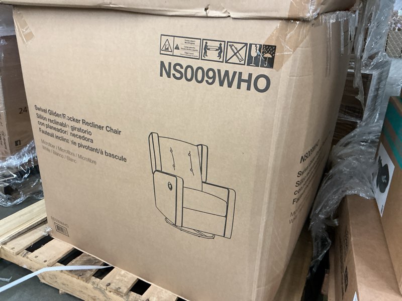 Condition photo showing New/Like New for baby relax mikayla 4-in-1 nursery swivel recliner glider, white