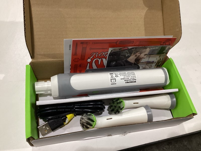 Condition photo showing Good Condition for WORKPRO Cordless Grout Brush Set, 5500RPM Power Scrubber, IPX6 Waterproof Electric Scrubber with Type-C Charging Cable and Replaceable Brush Heads for Cleaning Grout, Tiles, Grime, and Crevices