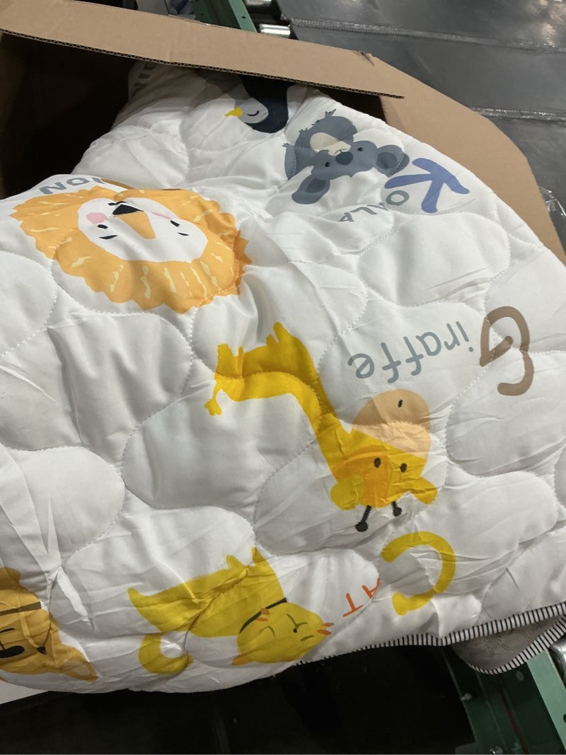 Condition photo showing As Is for baby play mat, 50x50 playpen mat with super soft touch, activity mats with upgraded anti-slip bottom, machine washable crawling mats for floor & picnic (animal alphabets) animal alphabets 50''*50''