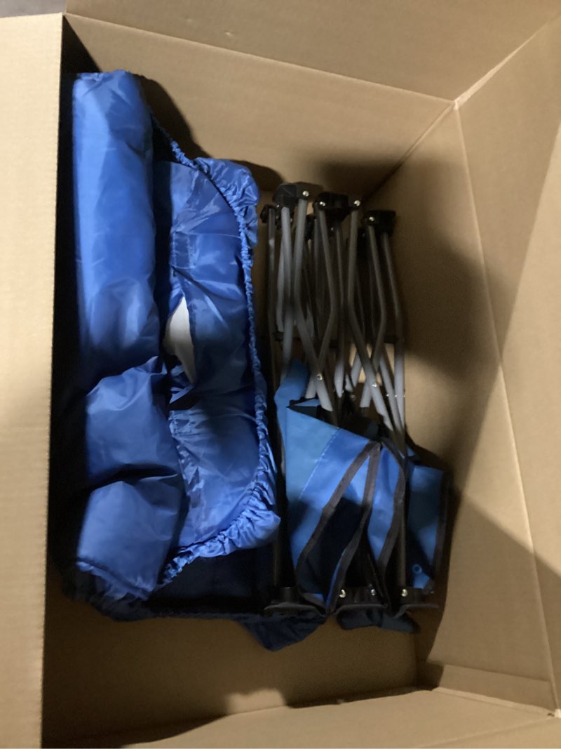 Condition photo showing As Is for Regalo My Cot Deluxe Portable Toddler Bed, Includes Sleeping Bag, Navy Blue, W/ Sleeping Bag