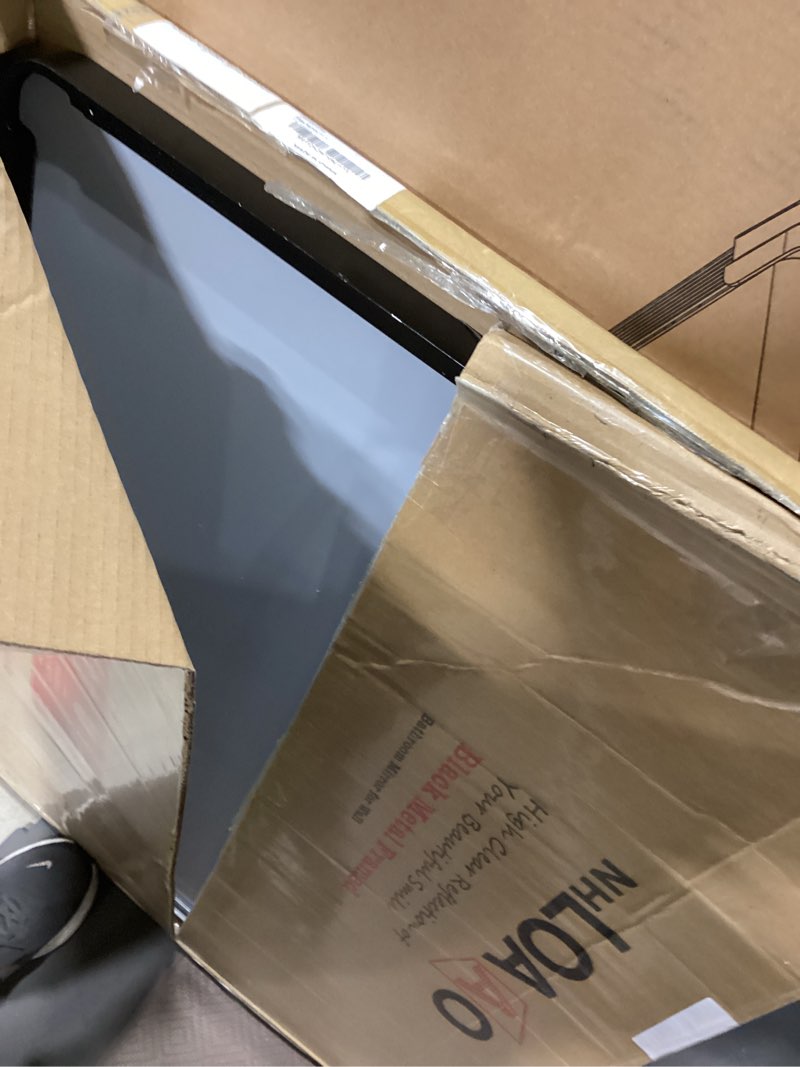 Condition photo showing Good Condition for similiar product not like stock photo24 x 30 inch rectangle wall mirror, aluminum frame rectangular mirror for bathroom, vanity, bedroom, living room, entryway, wall mounted horizontal or vertical, black