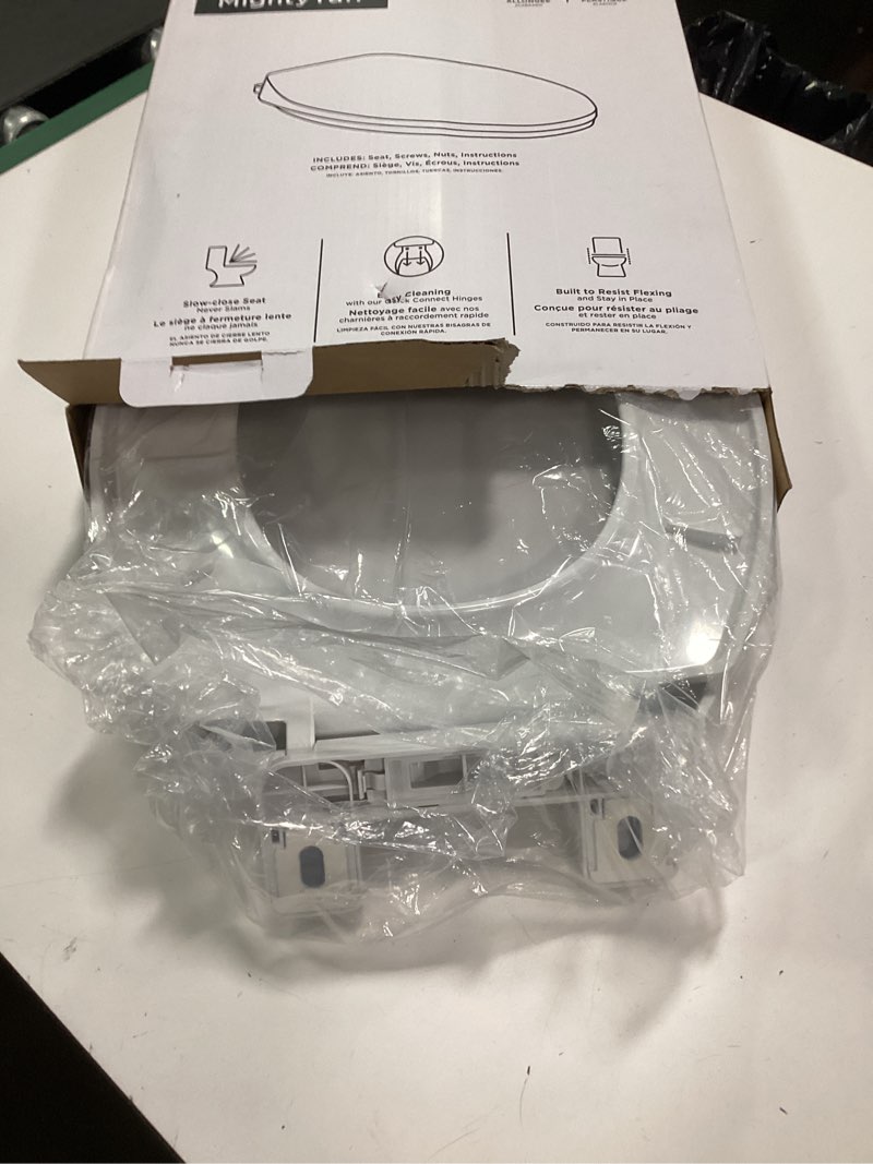 Condition photo showing As Is for AMERICAN STANDARD MIGHTY TUFF SLOW CLOSE ELONGATED TOILET SEAT