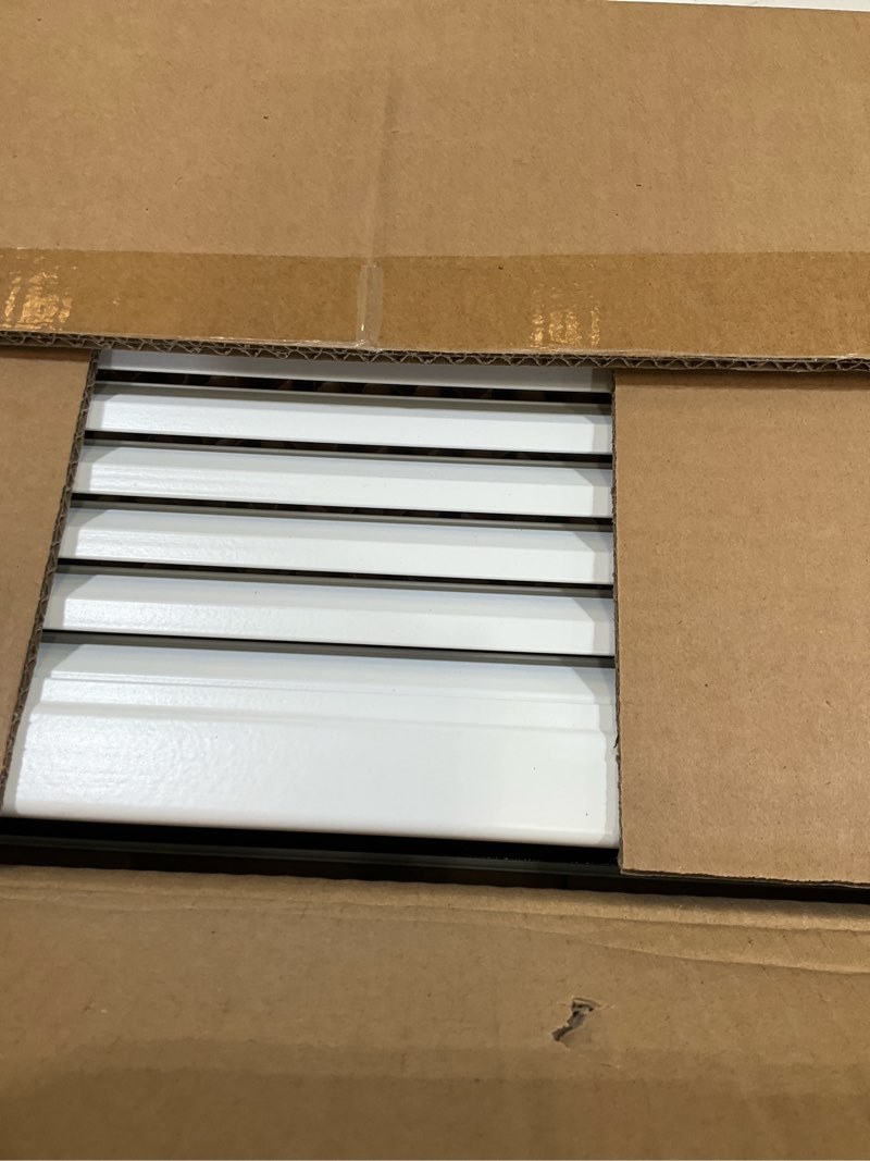 Condition photo showing Good Condition for 14"x8" return air pathway vent kit, 95% sound & light blocking, 5-piece wall transfer grille with acoustic baffle, 3-6" sidewall fit, bedroom home theater office