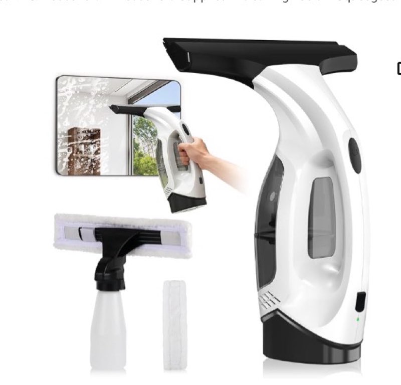 electric window vacuum squeegee, 2200mah & 2000pa cordless window cleaner tool with 150ml water coll