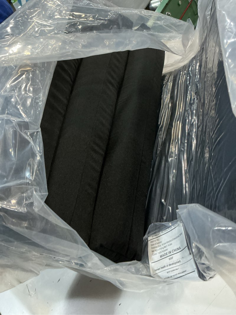 Condition photo showing New/Like New for Outdoor Chair Cushions Set of 6, 18.5 x 16 Inch Patio Chair Cushions for Outdoor Furniture, Water Resistant Outdoor Patio Chair Cushions with Non-Slip Ties(Black) 1 - Black 18.5x16x3|6 Pack