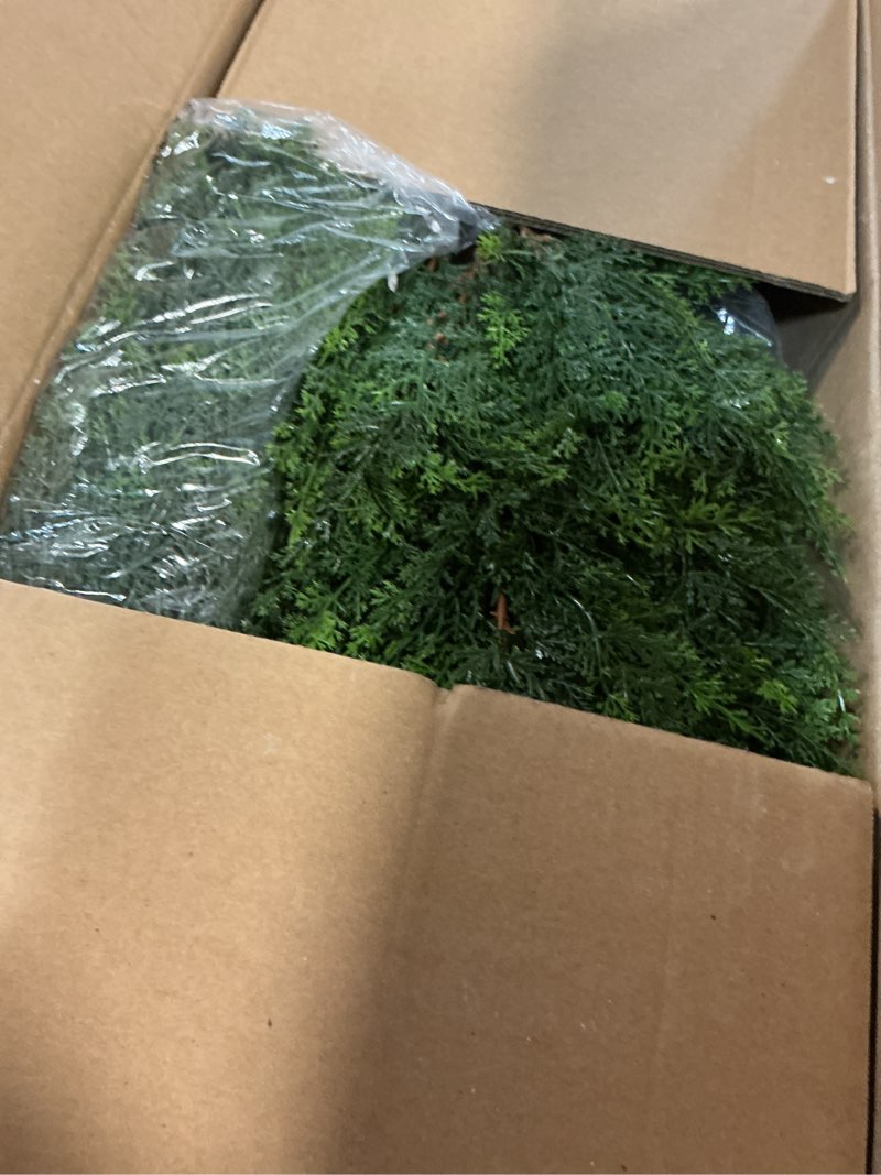 Condition photo showing Good Condition for vevor artificial topiary cedar tree, 48 inch tall (2 pieces), with extra leaves & pot faux evergreen fake pine cypress trees plant, uv rated artificial greenery set for home decor indoor/outdoor 4ft