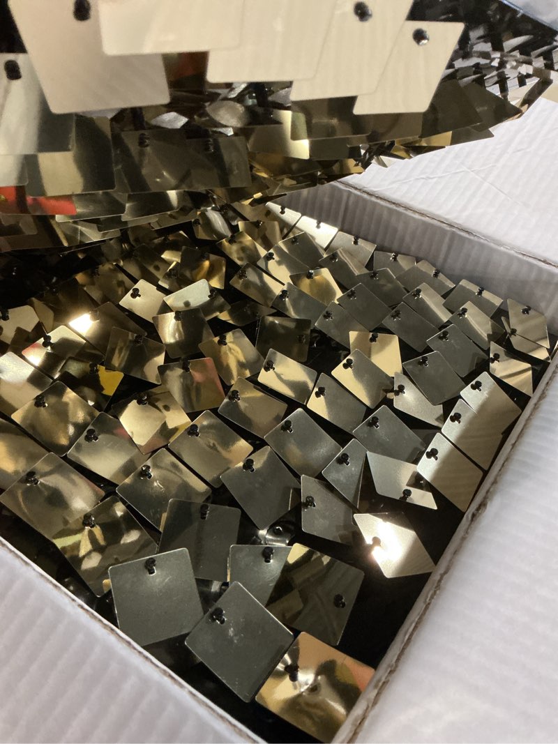 Condition photo showing Good Condition for Qcity Light Gold Shimmer Wall Backdrop 36PCS, Black Back Not See-Through Design, Square Sequin Glitter Backdrop Panel, Perfect for Outdoor Events, Birthdays, Wedding and Party Decoration