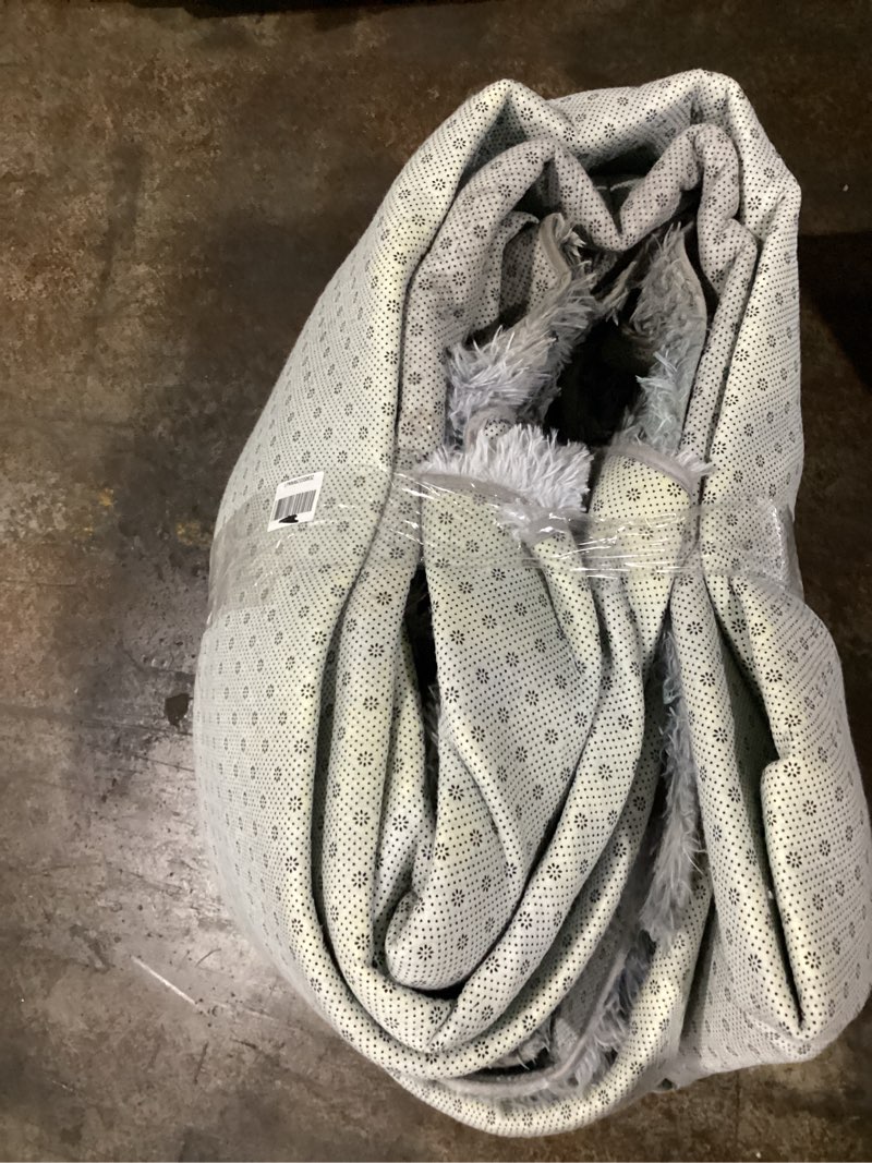 Condition photo showing Good Condition for (similar to)large shag area rugs 5 x 8, tie-dyed plush fuzzy rugs for living room, ultra soft fluffy furry rug for bedroom, indoor carpet nursery rugs for kids room home decor, light grey tie-dyed light grey 5 x 8 ft