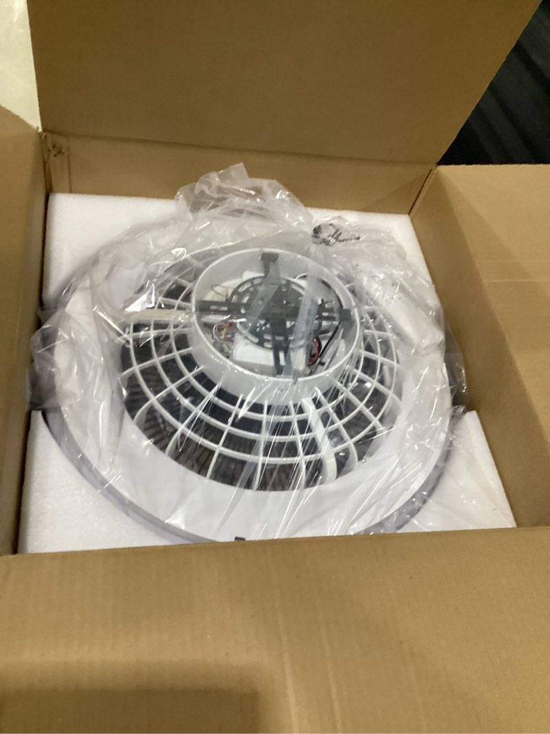 Condition photo showing New/Like New for 2-in-1 low profile ceiling fan with light, 20” caged safety design for kids - rgb color, smart app/remote control, quiet flush mount dc motor, ideal for bedroom/living room/kitchen, black black 20"