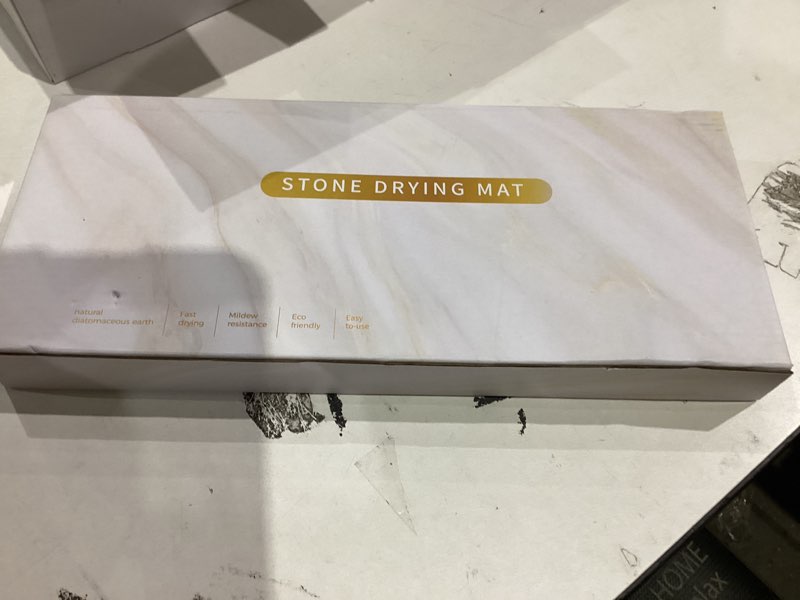 Condition photo showing New/Like New for Faucet Mat for Kitchen Sink, Diatomite Stone Drying Sink Protectors, Bathroom Faucet Splash Guard, Quick Dry Water Absorbing, Non-Slip Stone Tray for Kitchen Counter, White, 20" x 3.9" 20" x 3.9" White