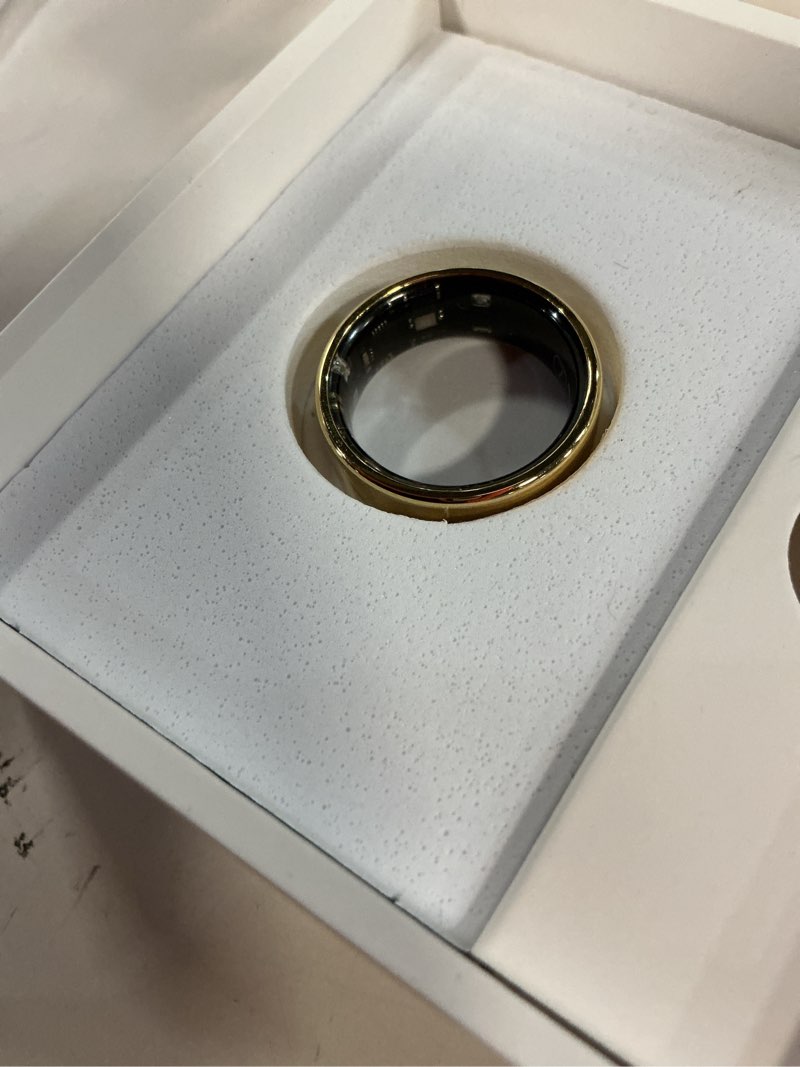 Condition photo showing As Is for smart ring for women & men, fitness tracker ring with heart rate monitor, hrv, sleep tracking, no subscription fee, 10atm waterproof activity ring for iphone & android (gold, 7#) gold 7