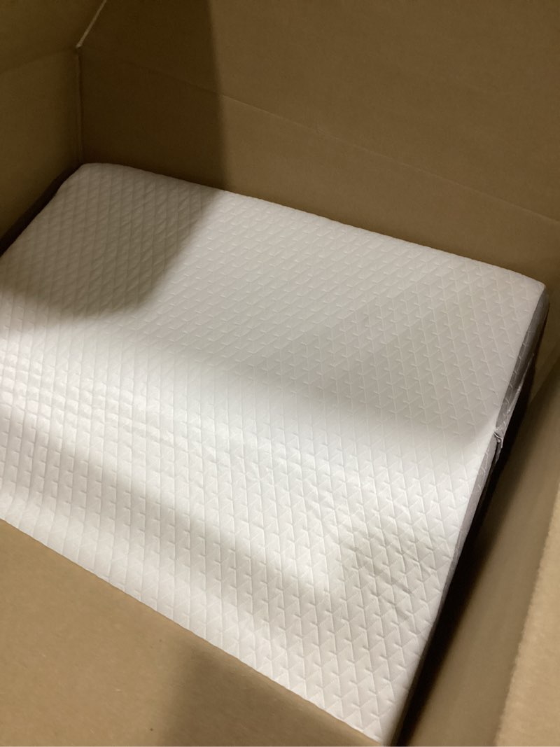 Condition photo showing Good Condition for Wedge Pillow for Acid Reflux, Bed Wedge Pillow for Headboard 10", Pillow Wedge for Back Pain Relief, Post Surgery, Elevated Pillows for Sleeping, Snoring, Triangle Pillow with Cover, White 24*24*10 Inch White/Grey