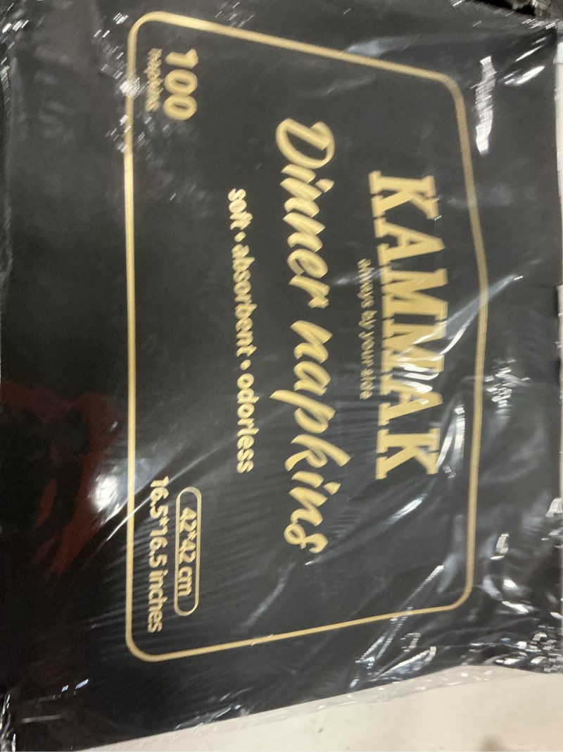 Condition photo showing New/Like New for kammak burgundy napkins disposbale wine red cloth like paper dinner napkins with pocket 100 pack guest hand towel for party decoration, wedding reception, bathroon, restaurant (16.5 x 16.5 inch) burgundy red