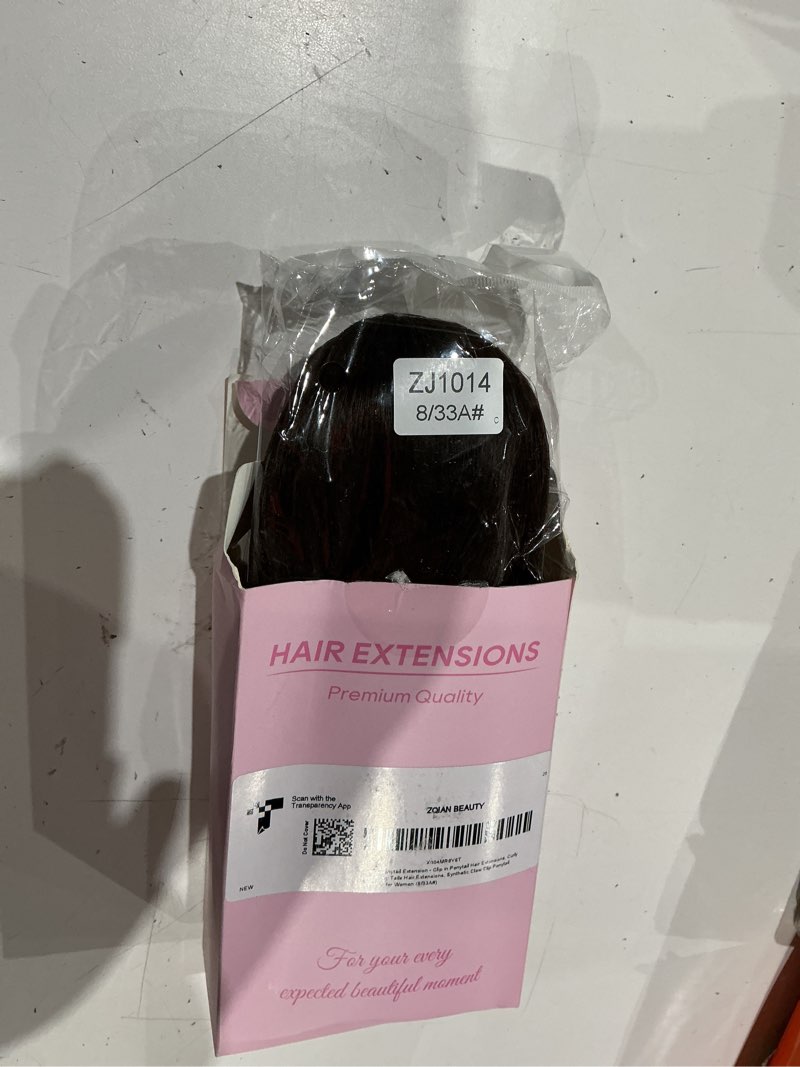 Condition photo showing Good Condition for zqian beauty 14 inch ponytail extension - clip in ponytail hair extensions, curly wavy pony tails hair extensions, synthetic claw clip ponytail extension for women (color: chocolate brown)