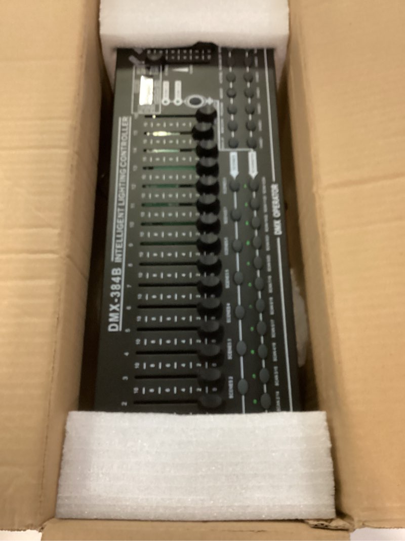 Condition photo showing Good Condition for DMX512 DJ Controller 384CH DMX Cotroller Use for Program Editing of Bar Club Live Lights Show Support 30 Banks 8 Scenes 24 Fixtures Stage Lighting Console S black