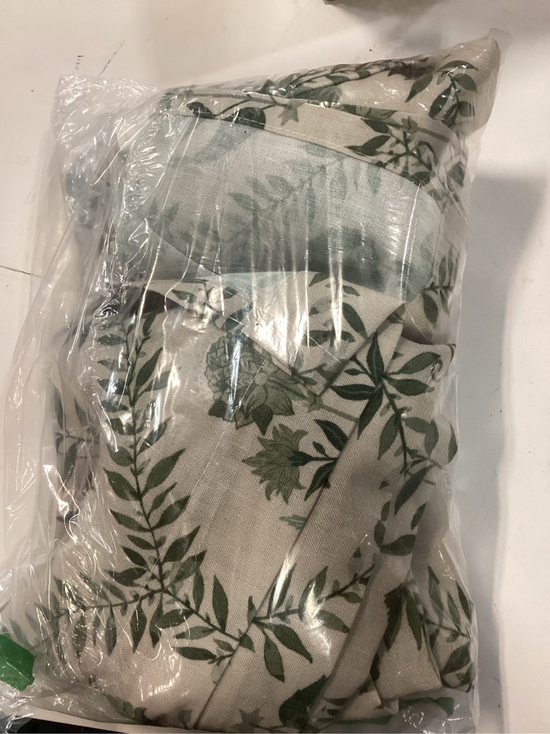 Condition photo showing Good Condition for green floral linen spring curtains for living dining room 96 inch length 2 panels olive plant flower patterned printed curtains back tab semi sheer farmhouse french country drape for bedroom 8ft olive green 52"w x 96"l (pack of 2)