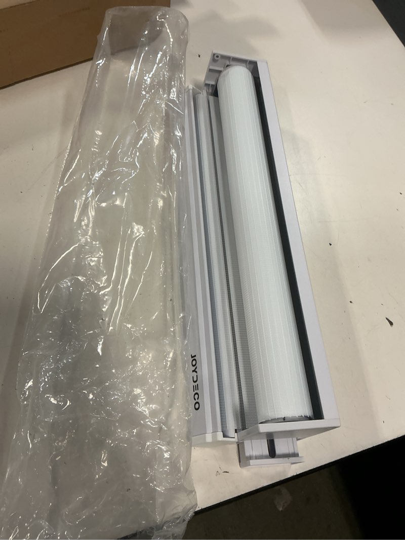 Condition photo showing Good Condition for joydeco no drill zebra blinds for windows, cordless day & night dual sheer roller shades, easy installation, free-stop lift system, light filtering privacy blinds for home(white,15" w x 48" h) a-white (no drill) 15"w x 48"h