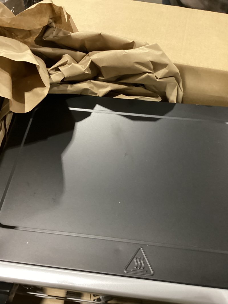 Condition photo showing As Is for Amazon Basics 6-Slice 23-QT Toaster Oven with Built-In Air Fryer, 7-In-1 Cooking Options, 60-Min Timer & Adjustable Temperature (200? - 450?), With Accessories, 1500W, Stainless Steel, Silver/Gray