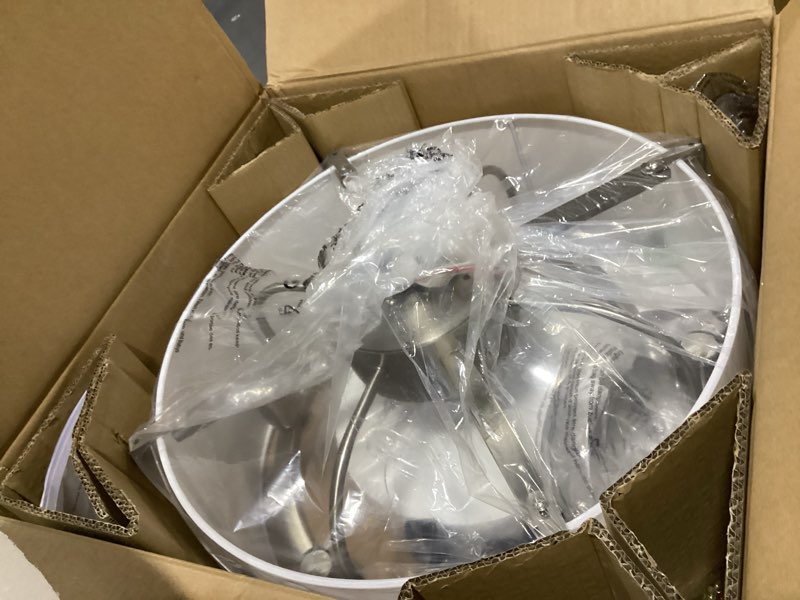 Condition photo showing New/Like New for 20" fandelier ceiling fans with lights, silver caged boho ceiling fan with light remote control, mid-century modern with 6 speeds for bedroom, nursery, living room