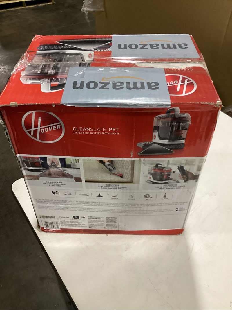 Condition photo showing As Is for incomplete missing tank…..Hoover CleanSlate Plus Portable Carpet + Upholstery Spot Cleaner Machine, Powerful Suction with Versatile Tools, Pet Stain Remover, Car and Auto Detailer, Pair with Hoover Carpet Cleaner Solution