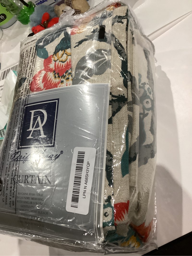 Condition photo showing As Is for DriftAway Ada Floral Botanical Print Flower Leaf Lined Thermal Insulated Room Darkening Blackout Window Curtains 2 Layers Set of 2 Panels Each 52 Inch by 84 Inch Linen Orange Teal Linen Orange Teal 100% Blackout-Grommet 52"W x 84"L (Pack of 2)